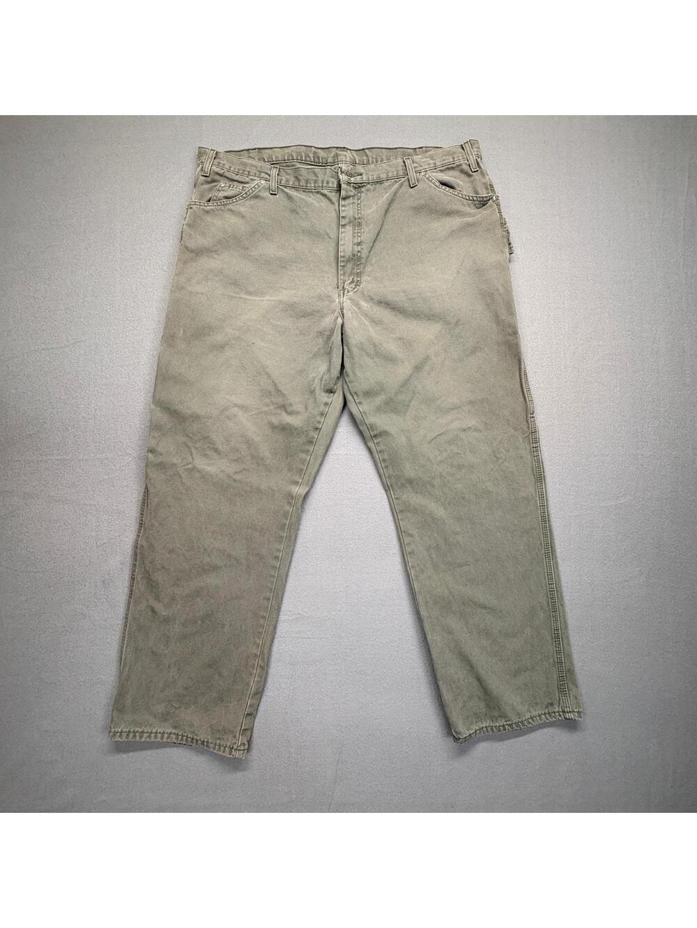 Dickies Canvas Carpenter Work Pants Fits 42/30 Green Relaxed fit